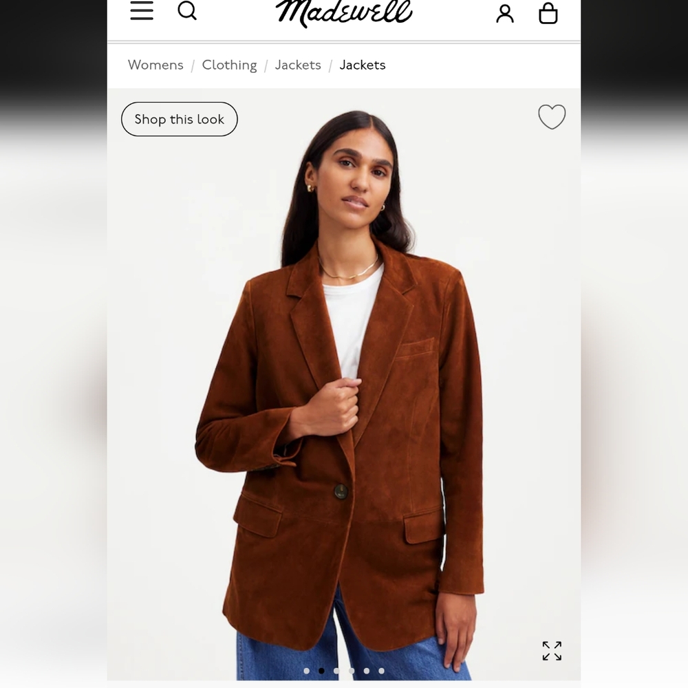 Madewell Suede Kline Blazer Soft Mahogany Size 12 Orig $498